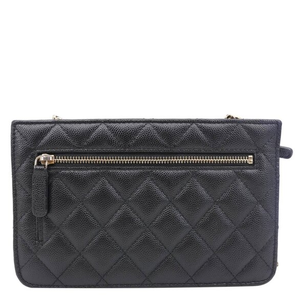 Chanel  CC Multi-Pocket In & Out Quilted Caviar Leather Chain Wallet Black - Picture 4 of 12